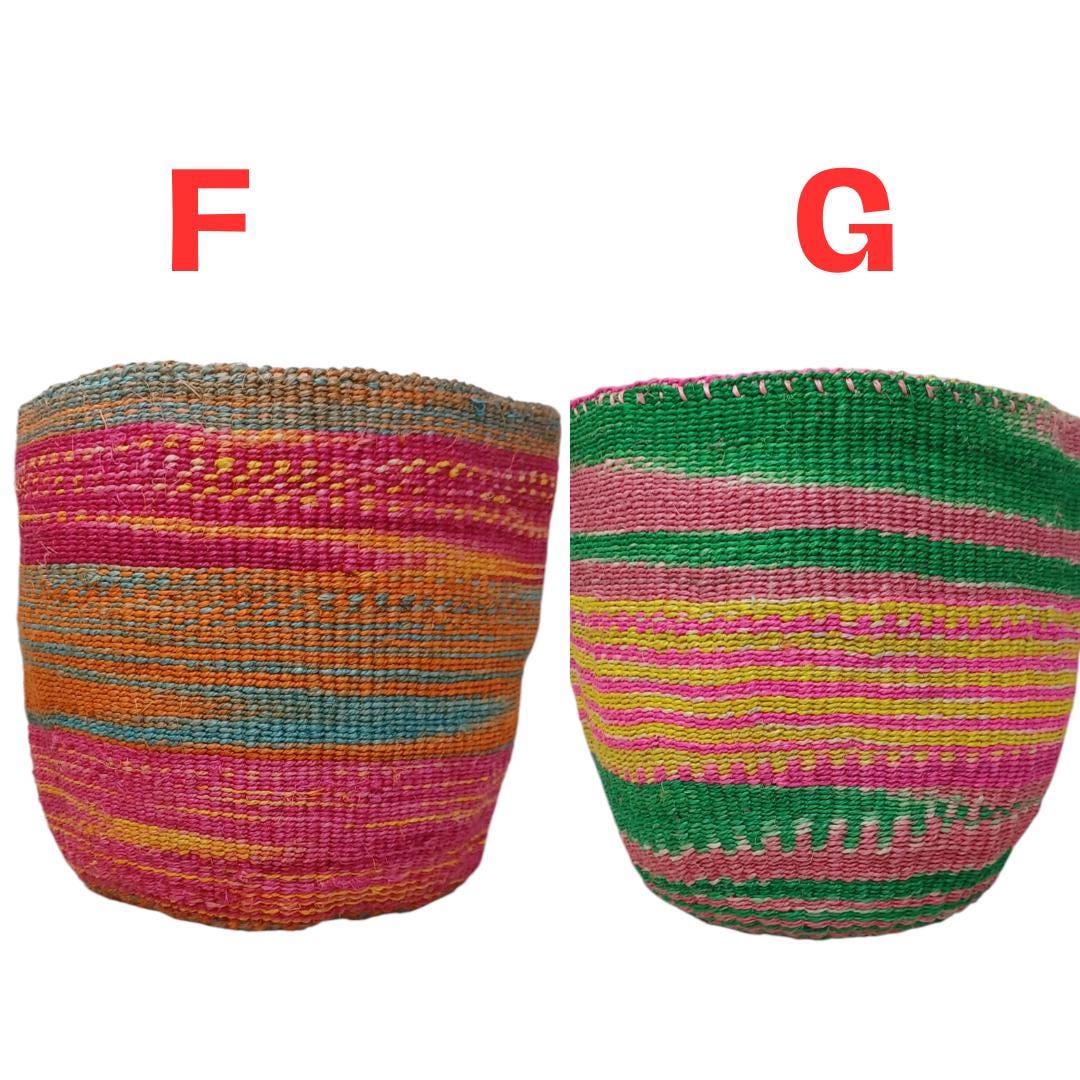 Handmade Sisal Woven Basket: Colorful Boho Decor, Plant Holder