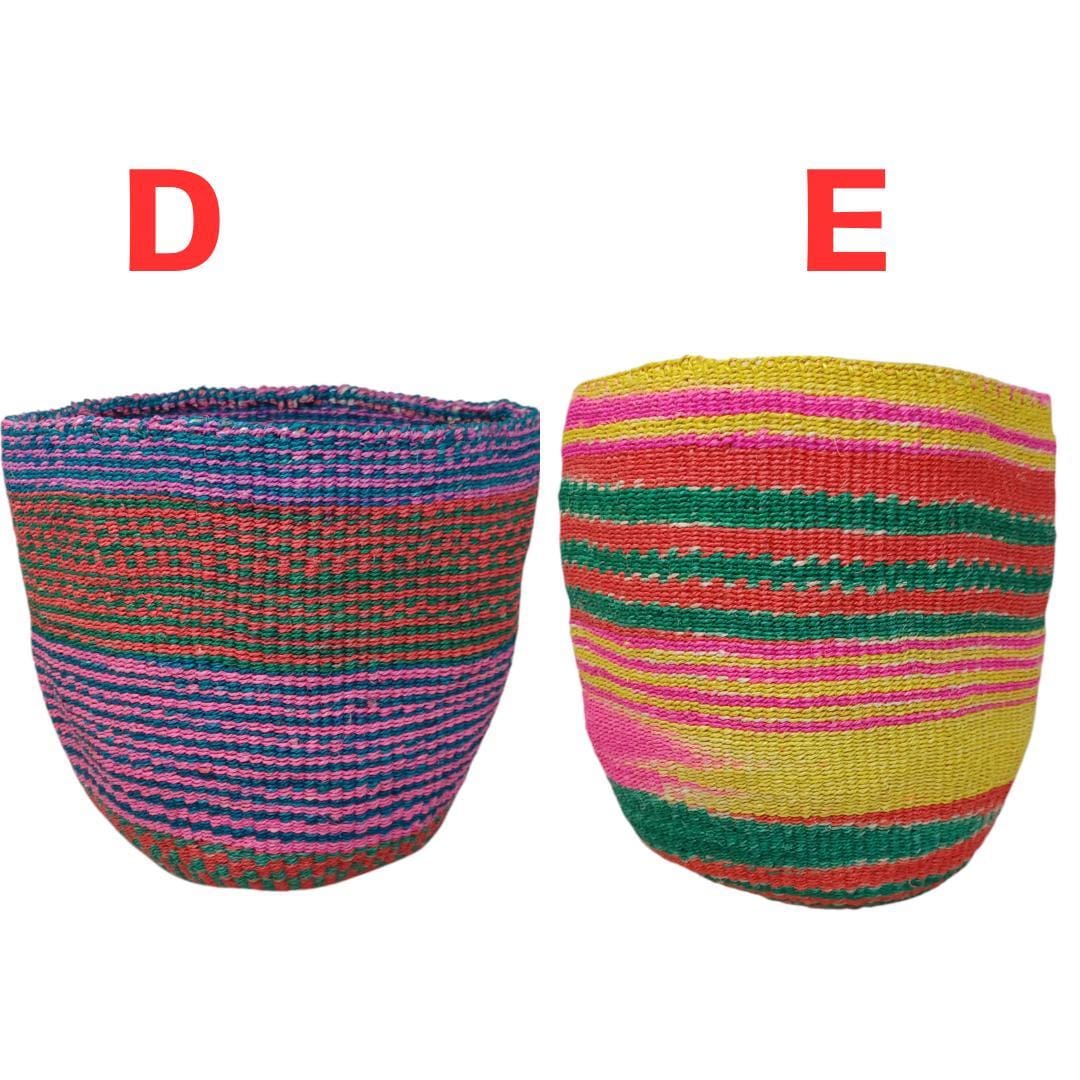 Handmade Sisal Woven Basket: Colorful Boho Decor, Plant Holder