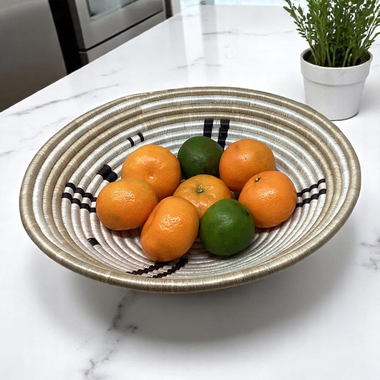 Handmade Woven Decor Set – Bread Basket, Fruit Bowl & Vase for Dining Room Table, Kitchen Counter and Cozy Entryway Styling