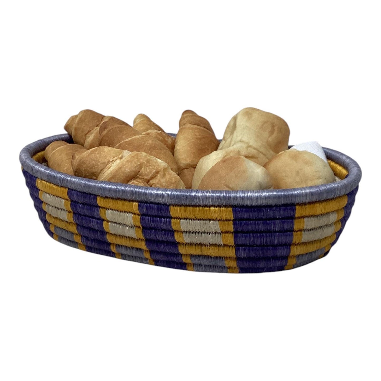 Colorful African Basket Set – Woven Bread Basket, Fruit Bowl Centerpiece & Vase for Rustic Table Decor and Unique Handmade Gifts