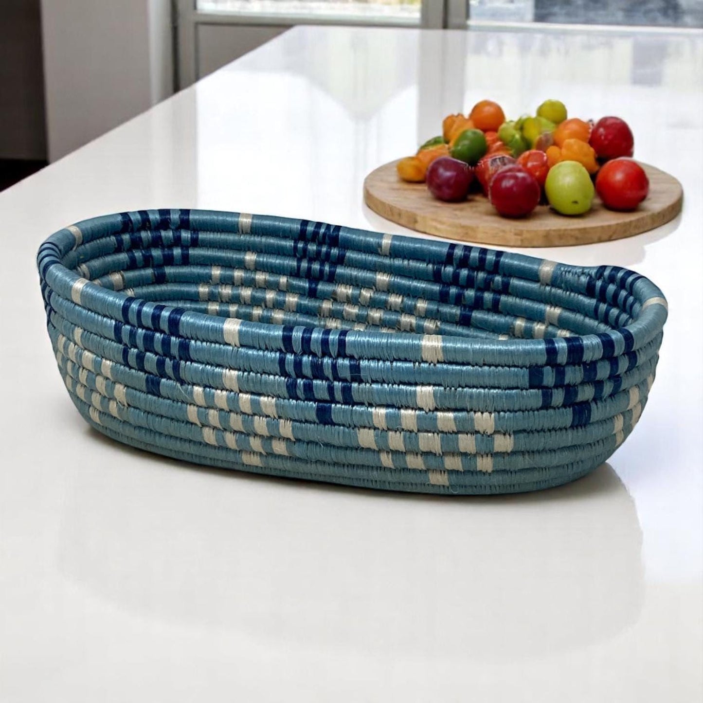 Boho Woven Basket Set – Bread Basket, Fruit Bowl & Flower Vase for Dining Table or Entryway Styling | Handmade Ethical Home Gift