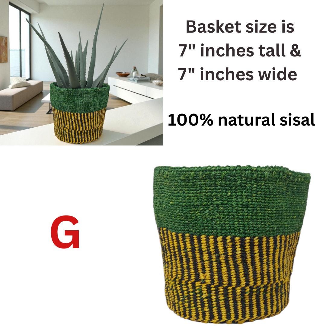 Rainbow Woven Sisal Basket: Colorful Boho Home Decor, 7"