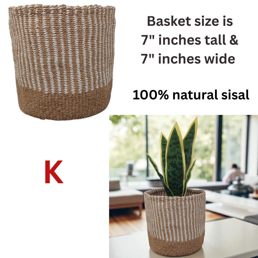 Rainbow Woven Sisal Basket: Colorful Boho Home Decor, 7"