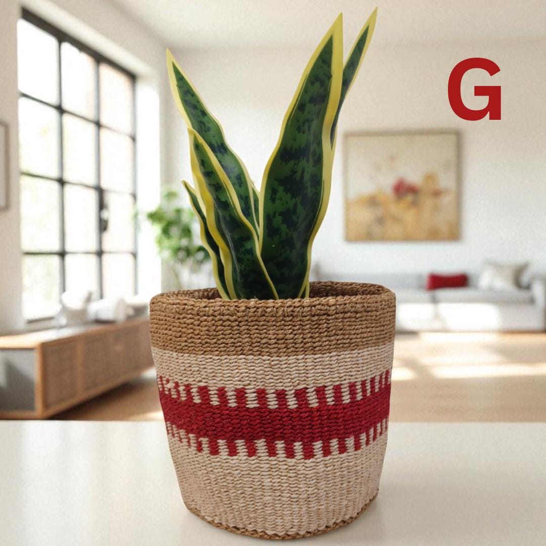 7" Colorful Woven Basket: Boho Plant Planter, African Decor