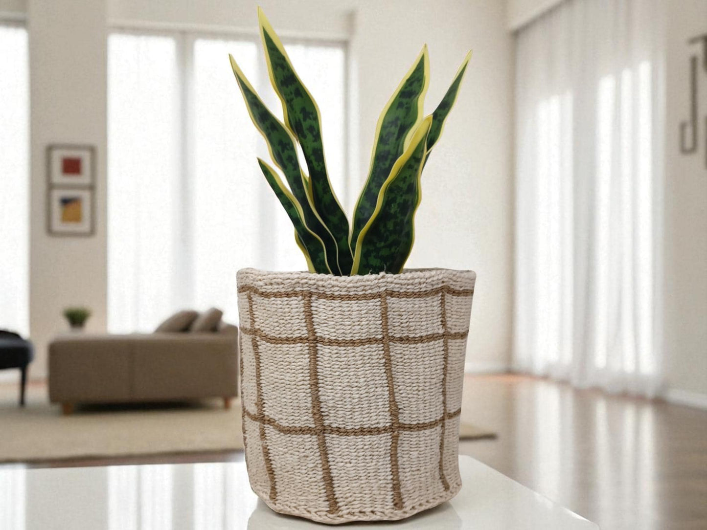 Small Handwoven Plant Basket | 7” Natural Basket Cover for Indoor Planters