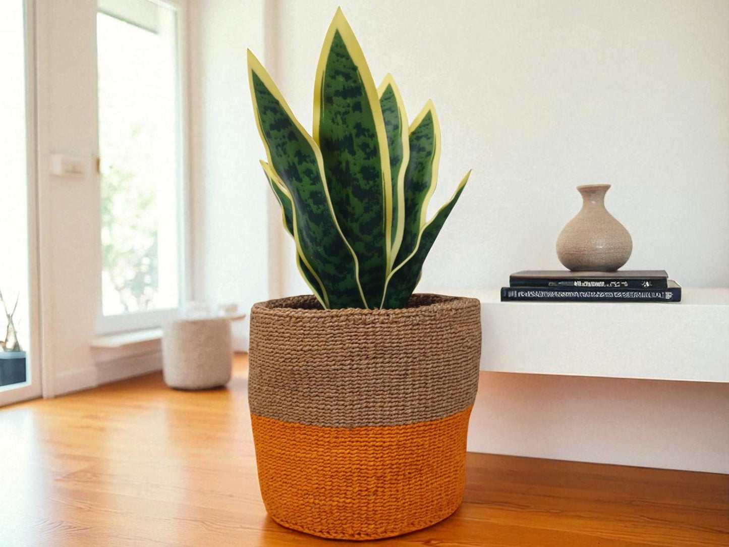 Bright Woven Christmas Planter | 7” Holiday Basket for Plants & Festive Storage