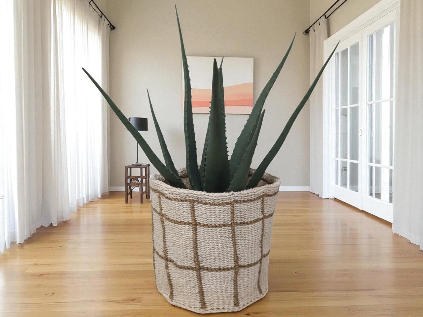 Small Handwoven Plant Basket | 7” Natural Basket Cover for Indoor Planters
