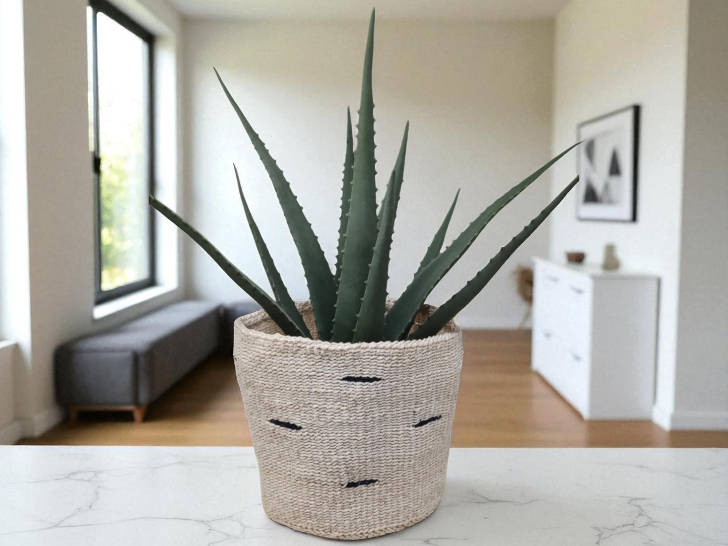 Boho Handwoven Basket | 7” Rustic Natural Basket for Home Décor & Storage