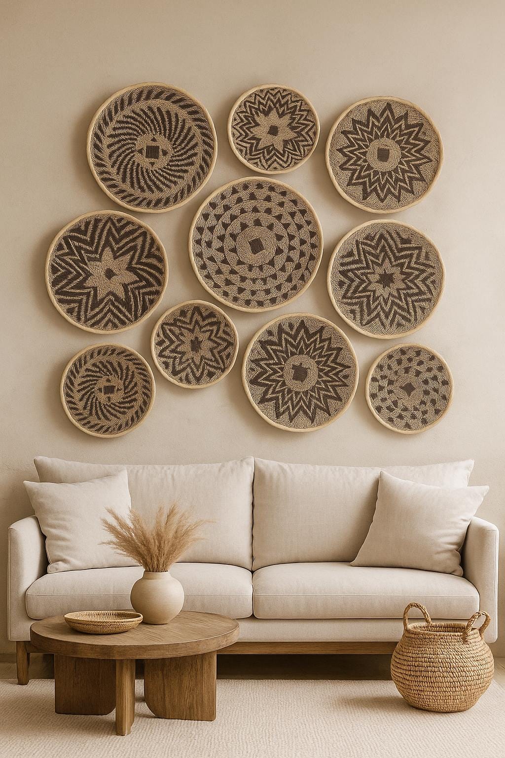 Large Binga Basket Wall Decor: Handwoven Tonga Art, Boho Style