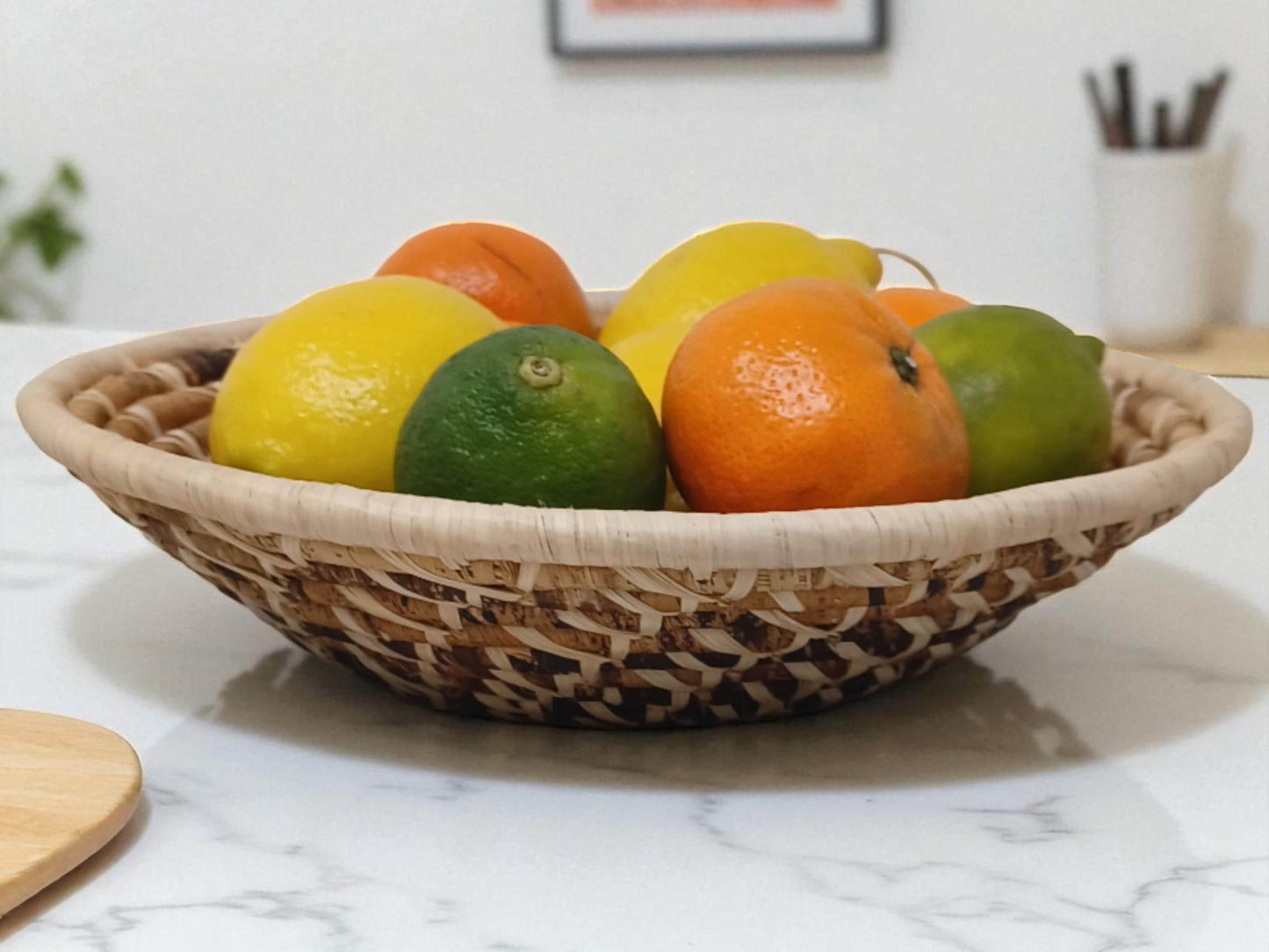 10” Handmade Sisal Fruit Bowl | Eco Woven Bread Basket | Boho Wall & Table Décor