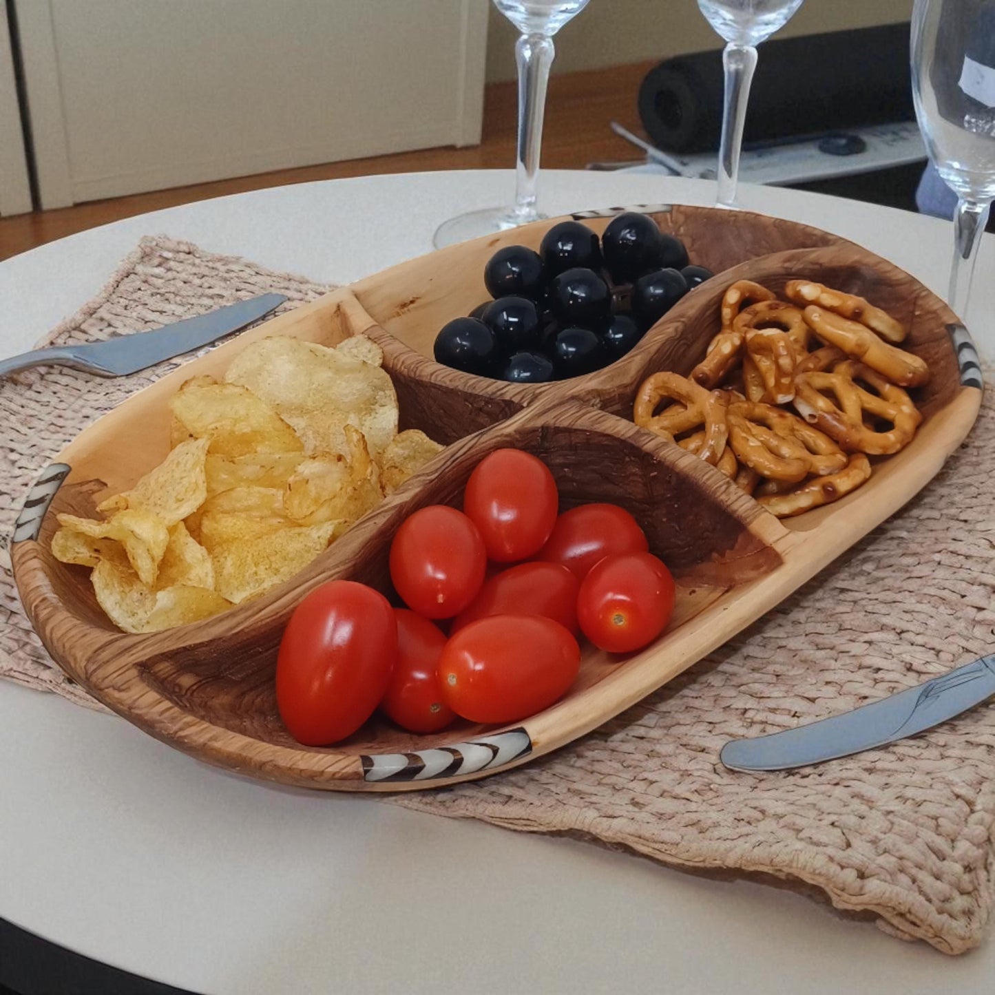 Handmade Olivewood Snack Bowl: Rustic Charcuterie Serving Tray