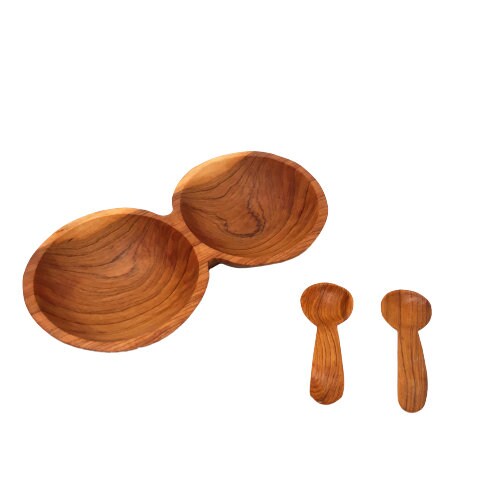 Divided bowl, Chip dip bowl, snack serving dish, wood candy tray, Wooden serving dish, rustic wood dish, divided serving tray, monkey pod