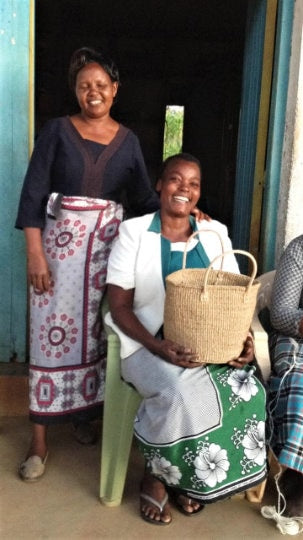 Handwoven Sisal Basket: Black & White African Storage, 9x10 Inches