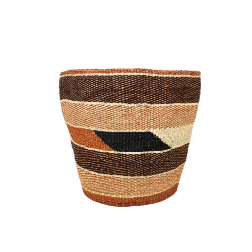 Handwoven Sisal Basket Planter: Rustic African Basket Decor (9x9")