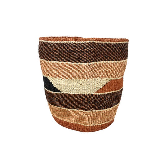 Handwoven Sisal Basket Planter: Rustic African Basket Decor (9x9")