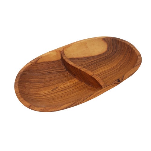 Divided wood bowl, Wooden bowl handmade, Round wood bowl, oval wood bowl, Monkey pod bowl, Olivewood Bowl, wooden snack bowl, section bowl
