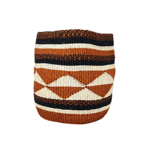Handwoven Sisal Basket: African Woven Plant Pot, 8" Decorative Planter