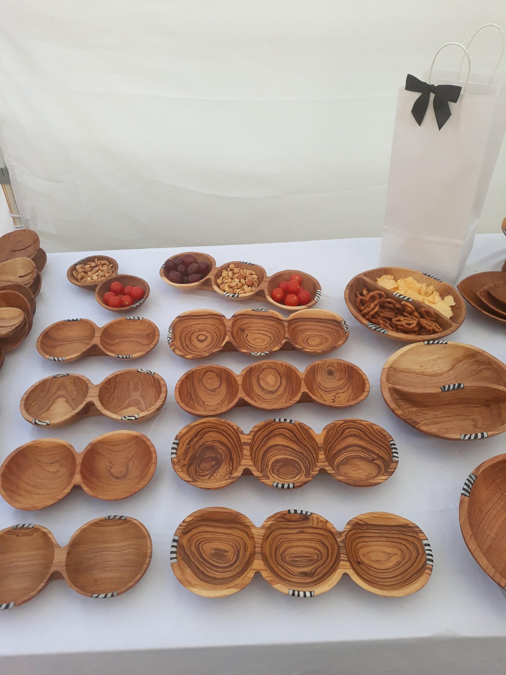 Divided snack bowl, wooden snack bowl, small wooden dish, wood candy tray, Hostess gift, Monkey Pod dish, wooden serving plate, Chef gift