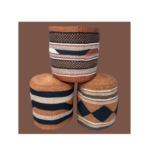 Handwoven Sisal Basket: Kenyan Planter, Storage Decor