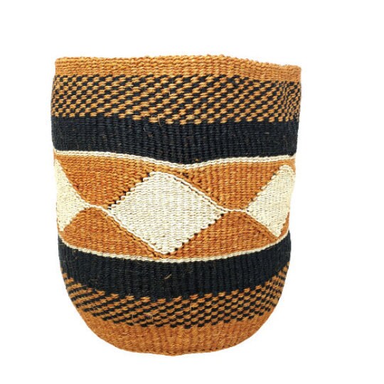 Handwoven Sisal Basket: African Woven Plant Pot, 8" Decorative Planter