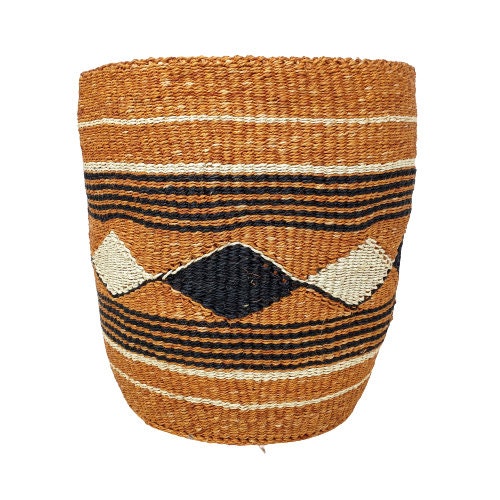 Handwoven Sisal Plant Basket: African Woven Planter, 9"