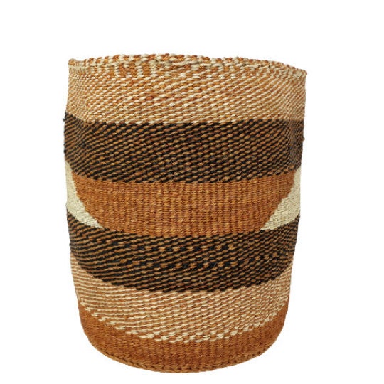 Handwoven Sisal Basket: African Woven Plant Pot, 8" Decorative Planter