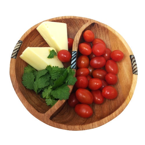 Olivewood Divided Serving Bowl: 7" Wooden Snack Bowl