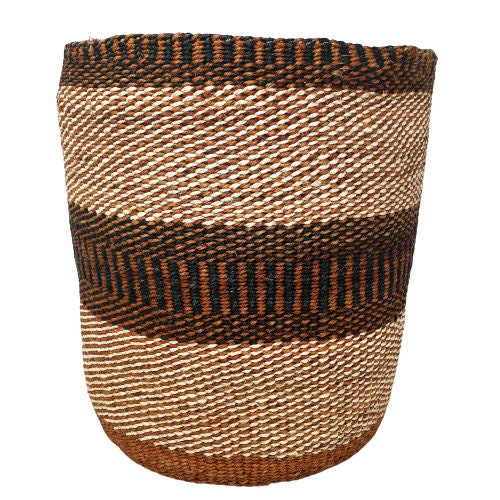 Handwoven Sisal Plant Basket: Colorful Boho Planter, 8"