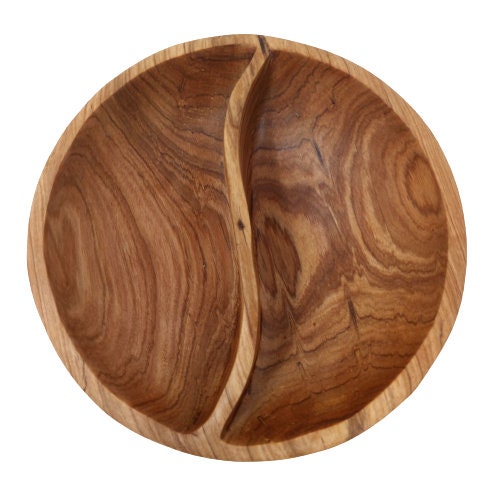Olivewood Divided Serving Bowl: 7" Wooden Snack Bowl