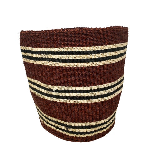 Handwoven Sisal Plant Basket: Colorful Boho Planter, 8"
