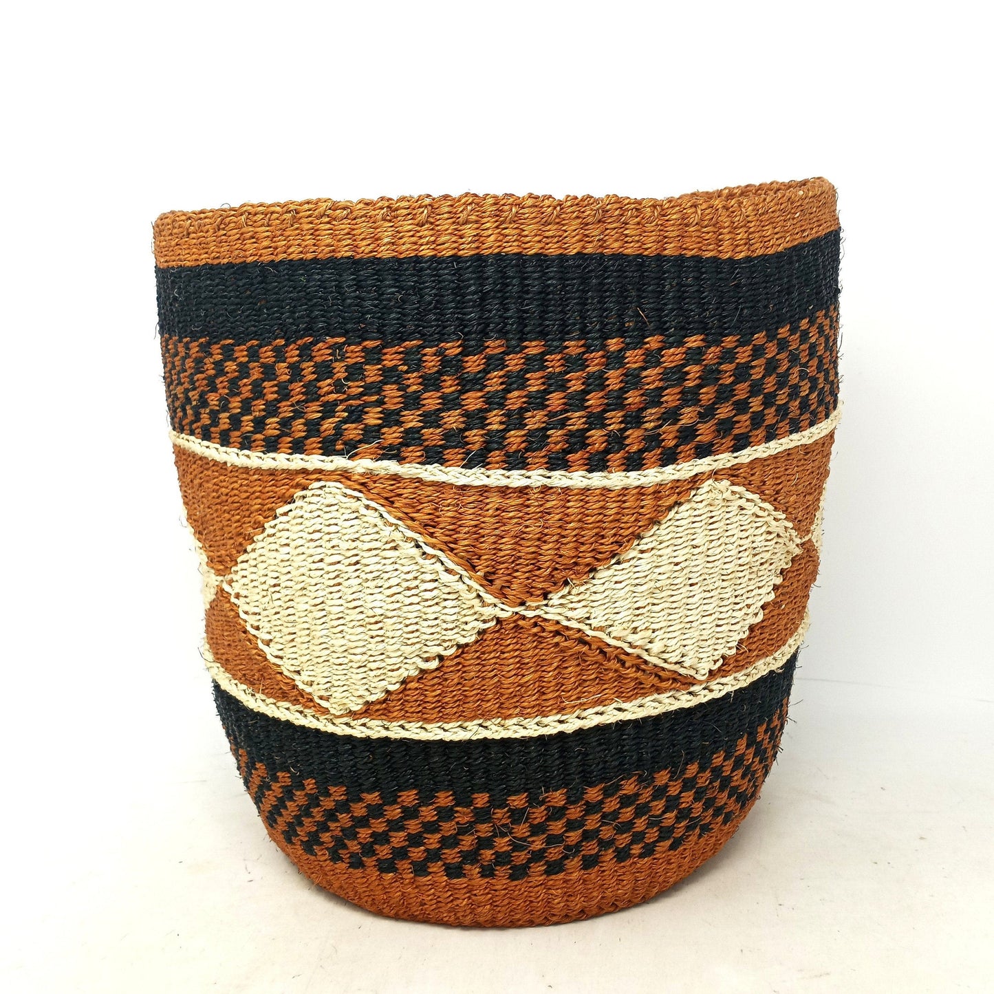 Handwoven Sisal Plant Basket: African Woven Planter, 9"