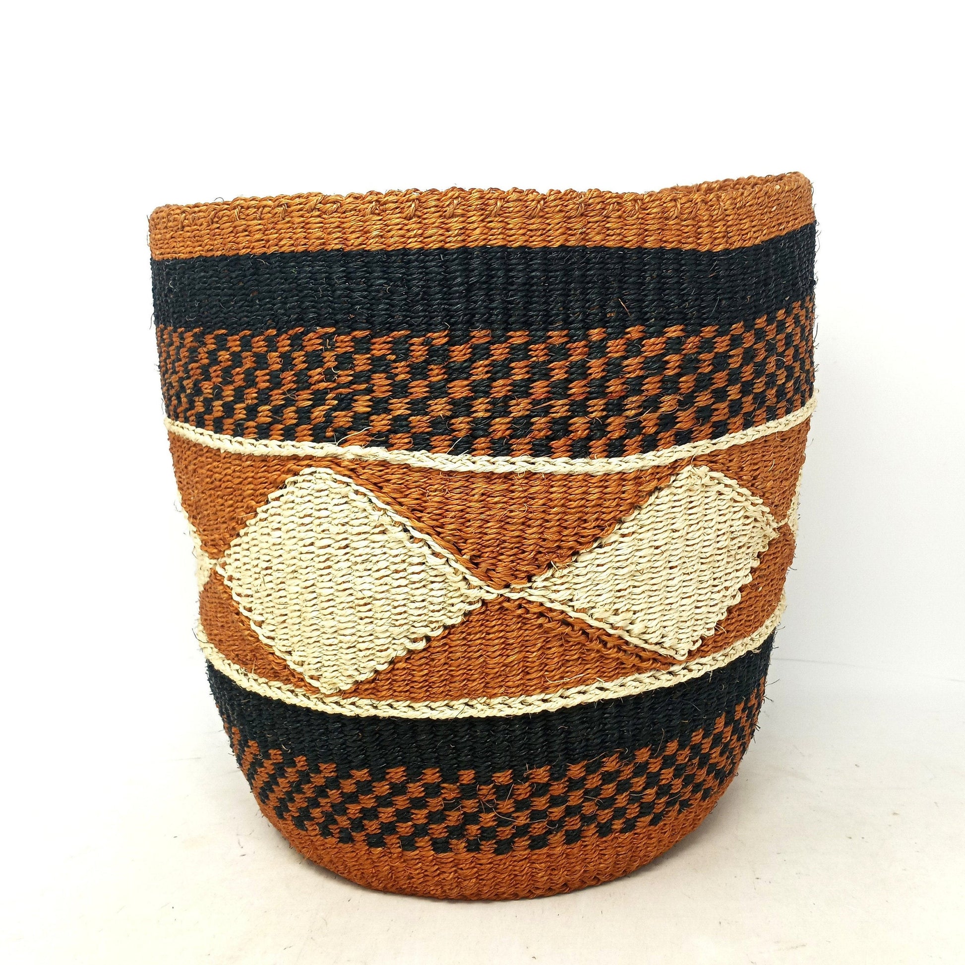 Handwoven Sisal Plant Basket: African Woven Planter, 9"