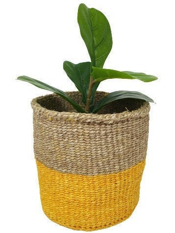 Handwoven Sisal Basket: African Storage, Plant Pot, Colorful Woven Baskets