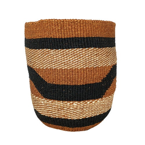 Handwoven Sisal Basket: African Woven Plant Pot, 8" Decorative Planter