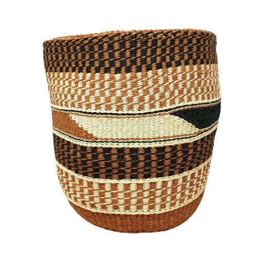 Handwoven Sisal Basket: African Woven Plant Pot, 8" Decorative Planter