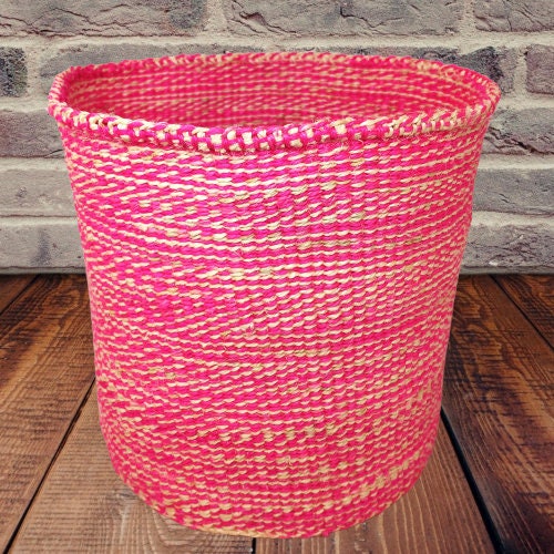 Handwoven Sisal Basket: African Boho Planter, Storage Basket