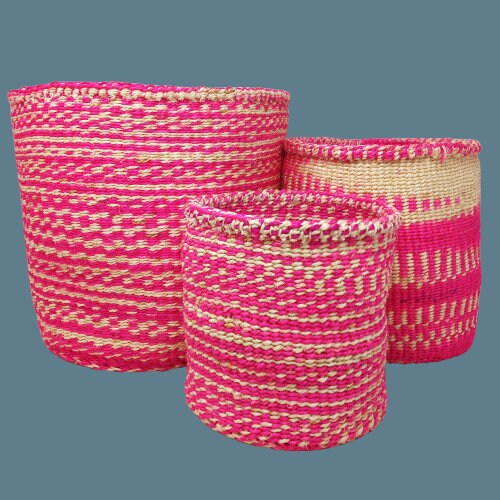 Handwoven Sisal Basket: African Boho Planter, Storage Basket