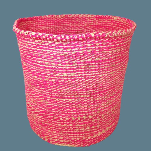 Handwoven Sisal Basket: African Boho Planter, Storage Basket
