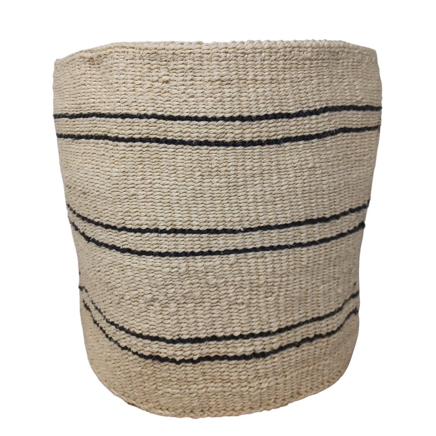 Handwoven Sisal Basket: Colorful Striped Planter, African Woven Storage (10"x10")