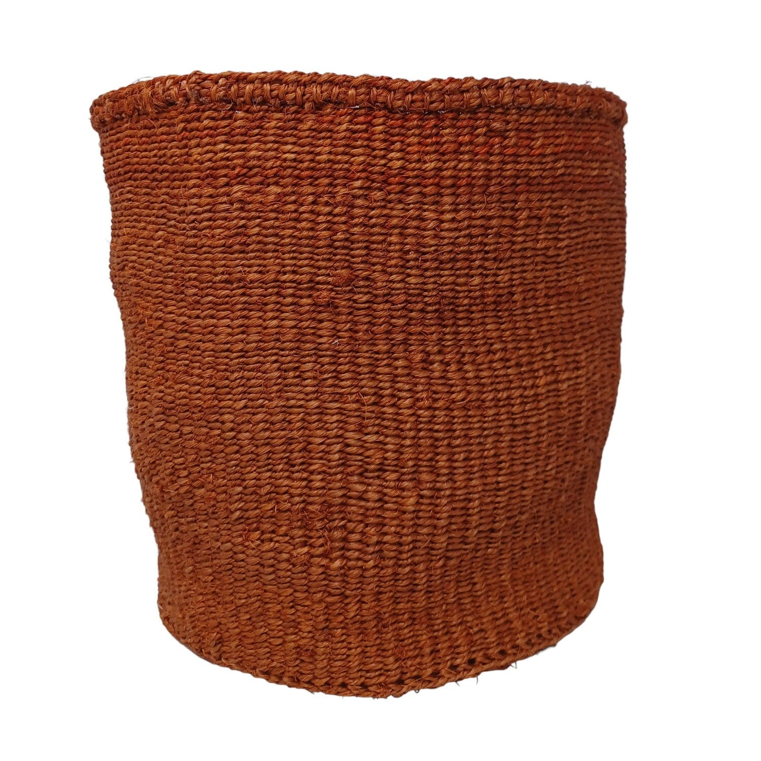Handwoven Sisal Basket: Colorful Striped Planter, African Woven Storage (10"x10")