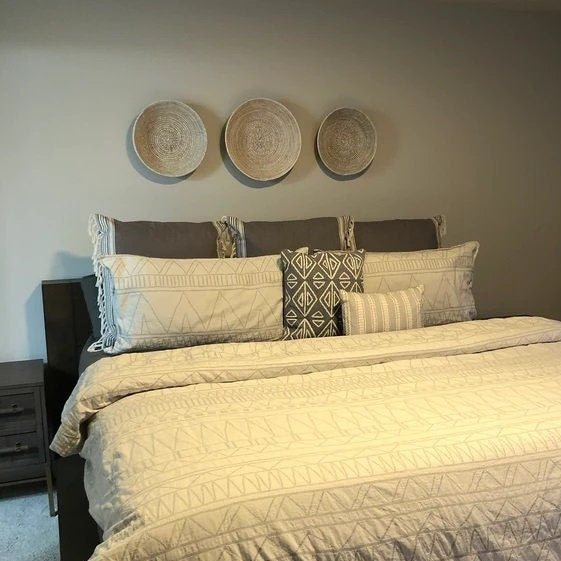 Woven Wall Basket: White African Boho Decor