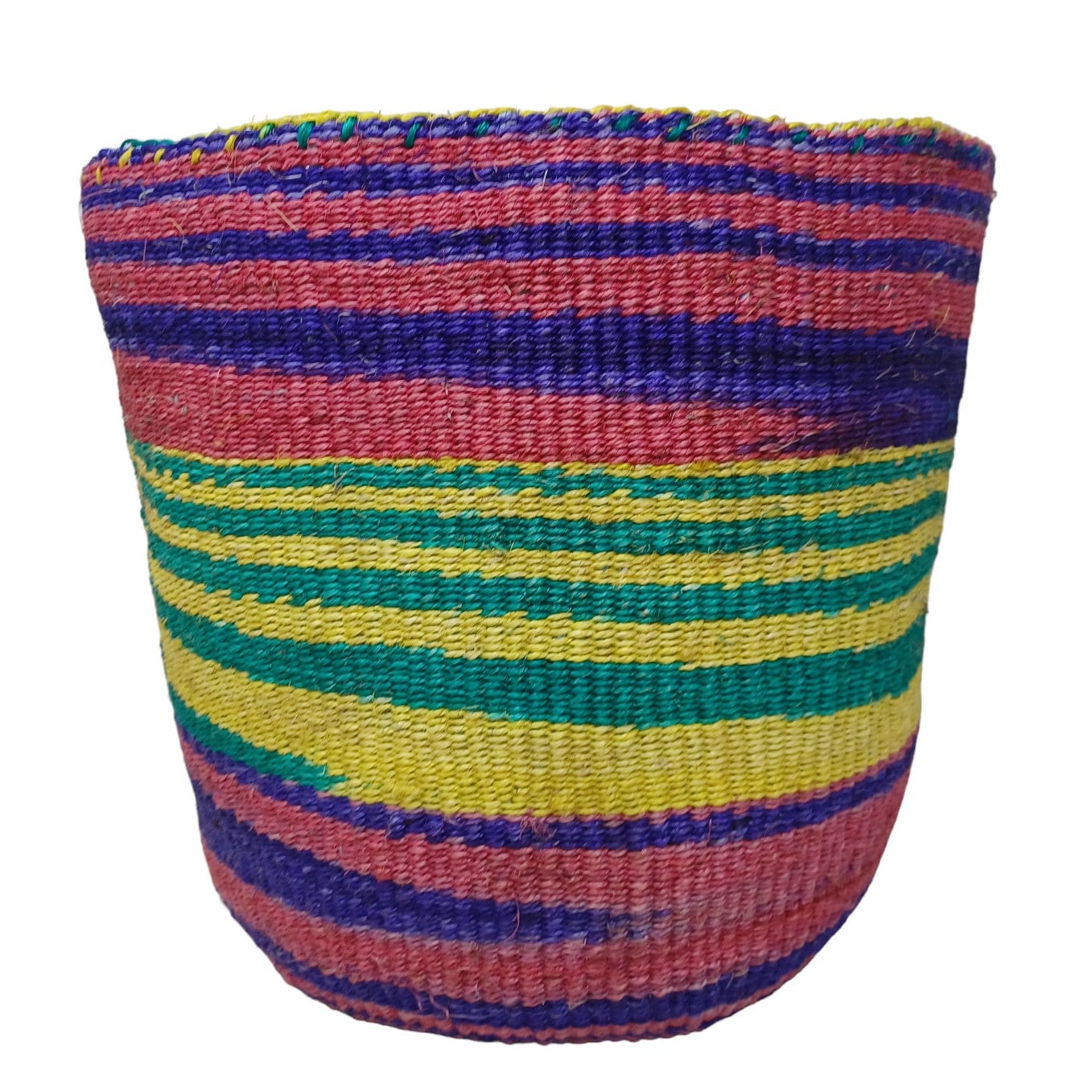 Handwoven Sisal Plant Basket: Colorful African Storage Basket (10"x10")