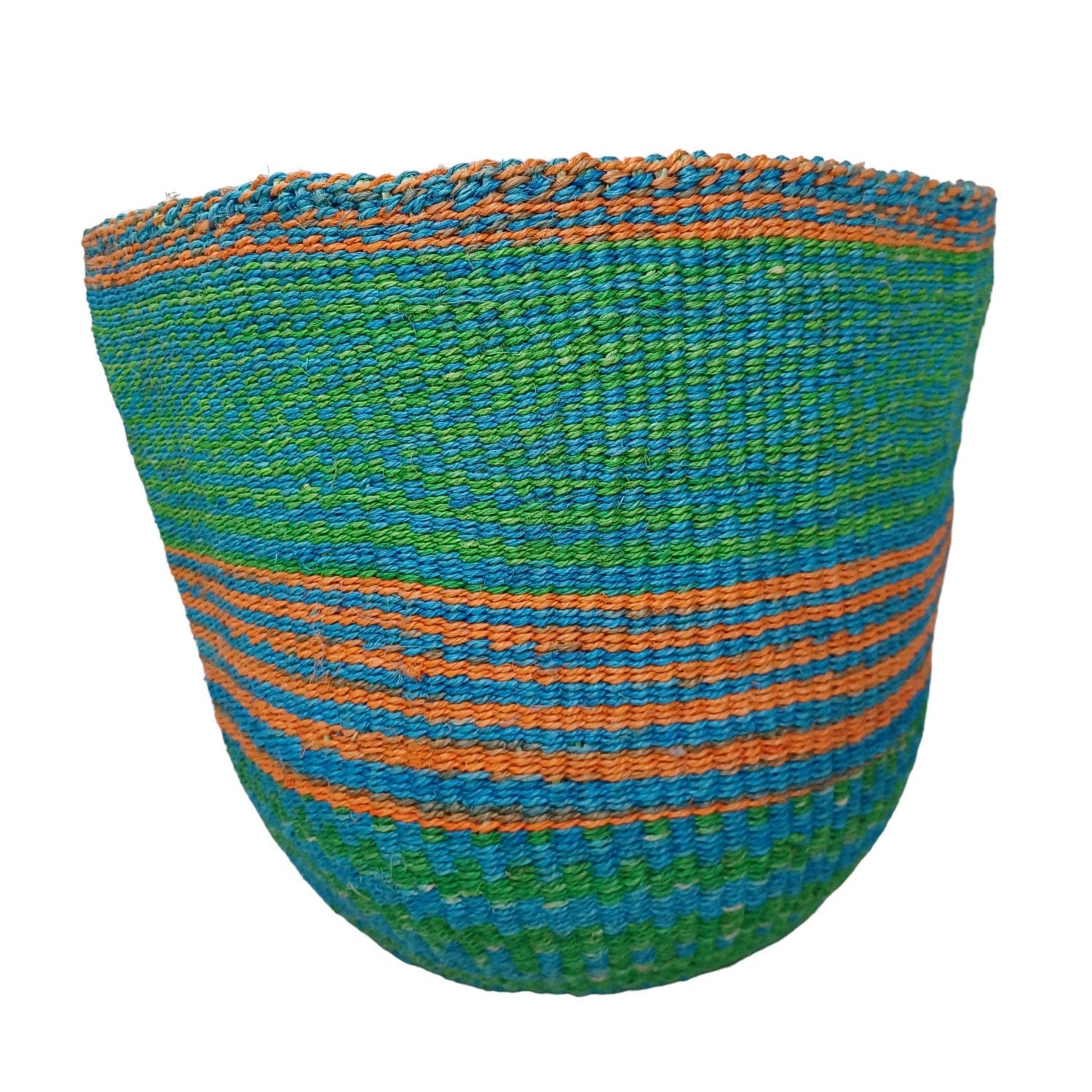 Handwoven Sisal Plant Basket: Colorful African Storage Basket (10"x10")