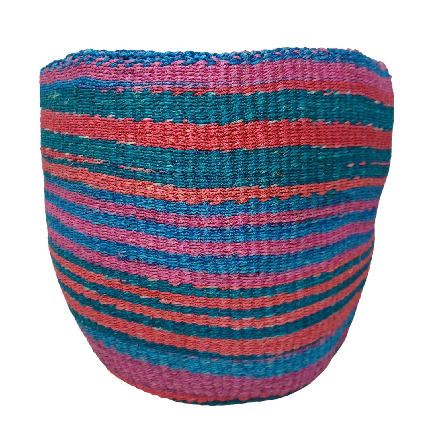Handwoven Sisal Plant Basket: Colorful African Storage Basket (10"x10")