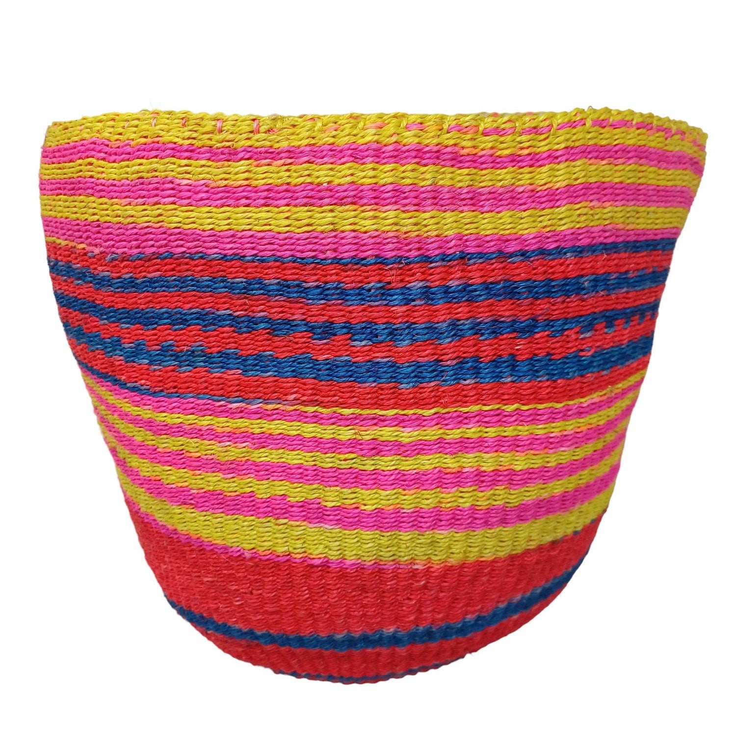Handwoven Sisal Plant Basket: Colorful African Storage Basket (10"x10")