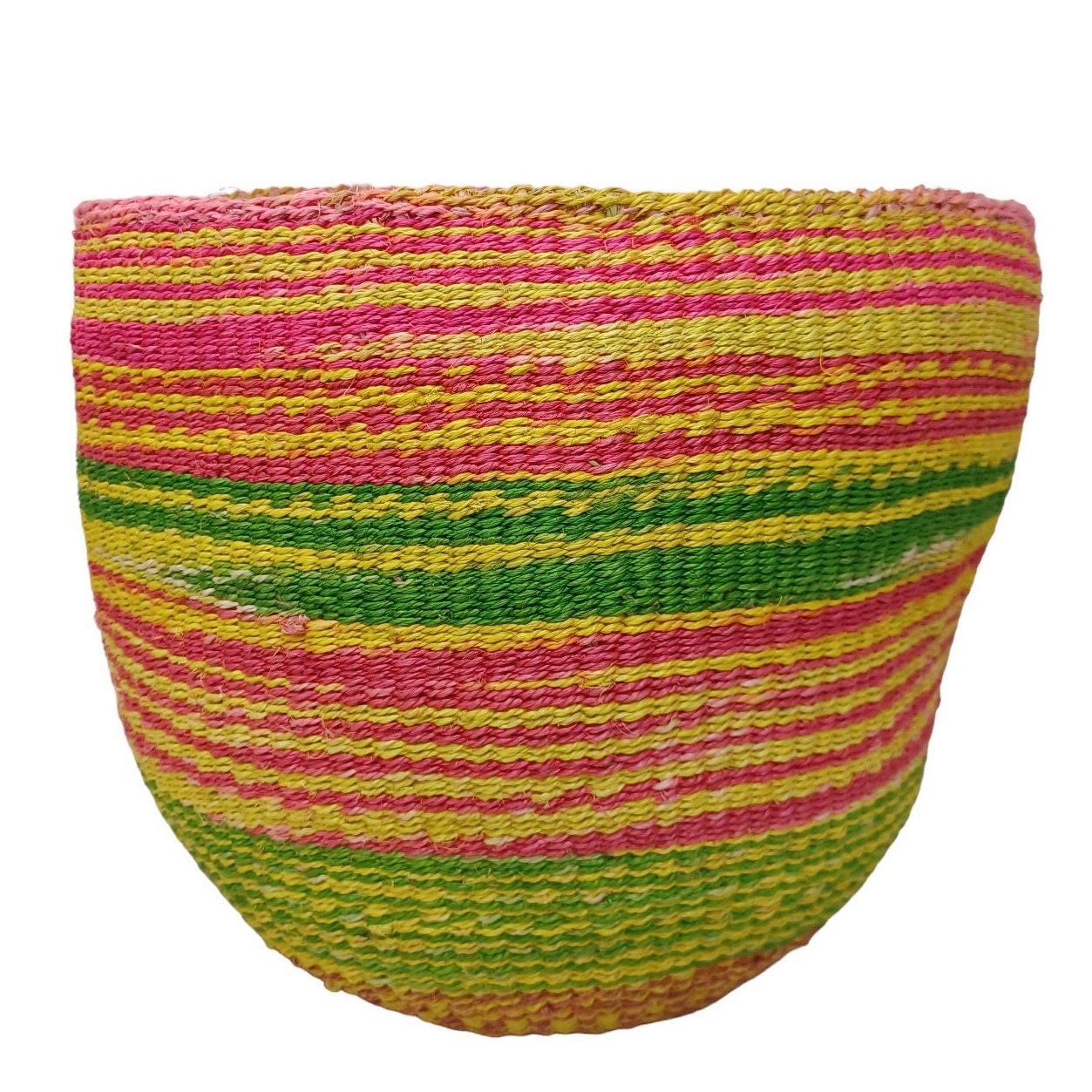 Handwoven Sisal Plant Basket: Colorful African Storage Basket (10"x10")