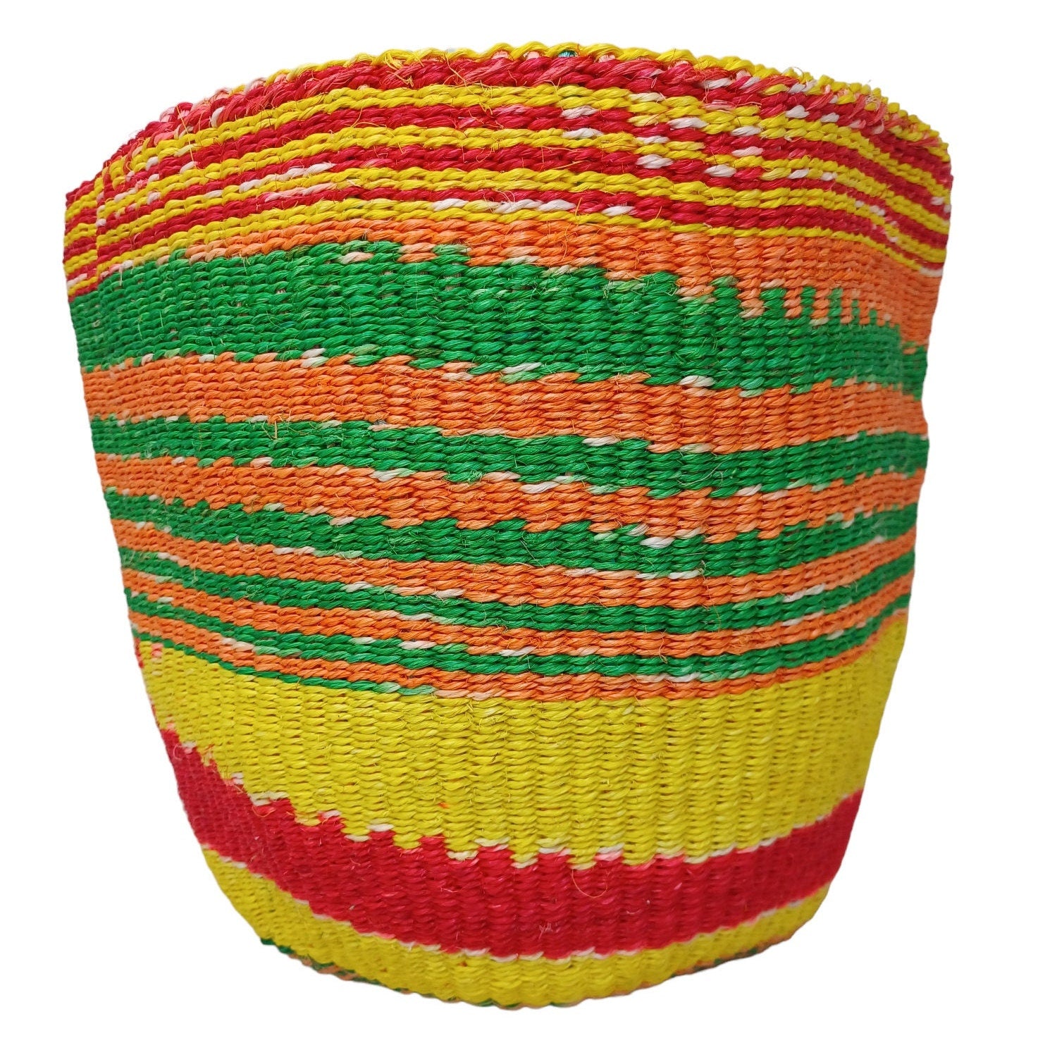 Handwoven Sisal Plant Basket: Colorful African Storage Basket (10"x10")
