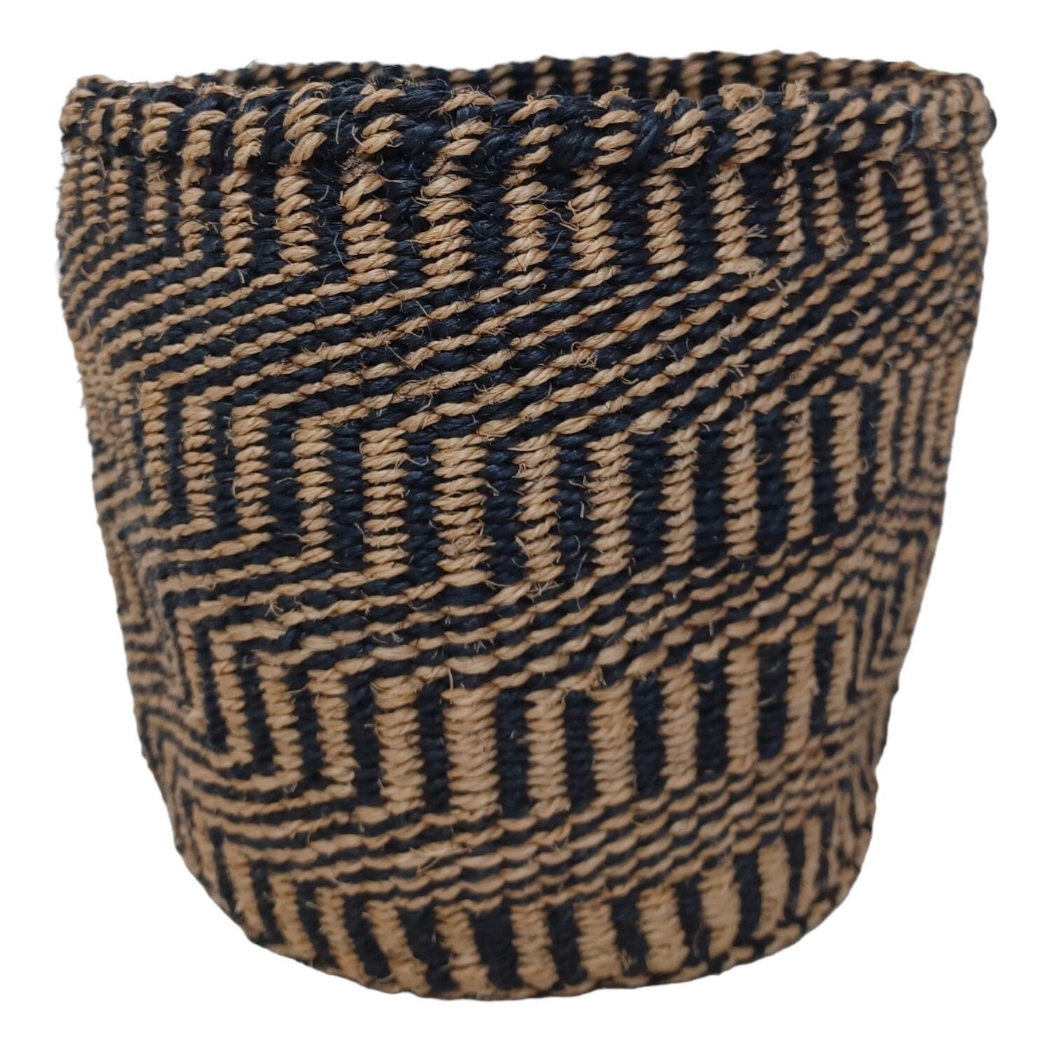 Handwoven Sisal Basket: 7" Boho Plant Pot Cover, Colorful Decor