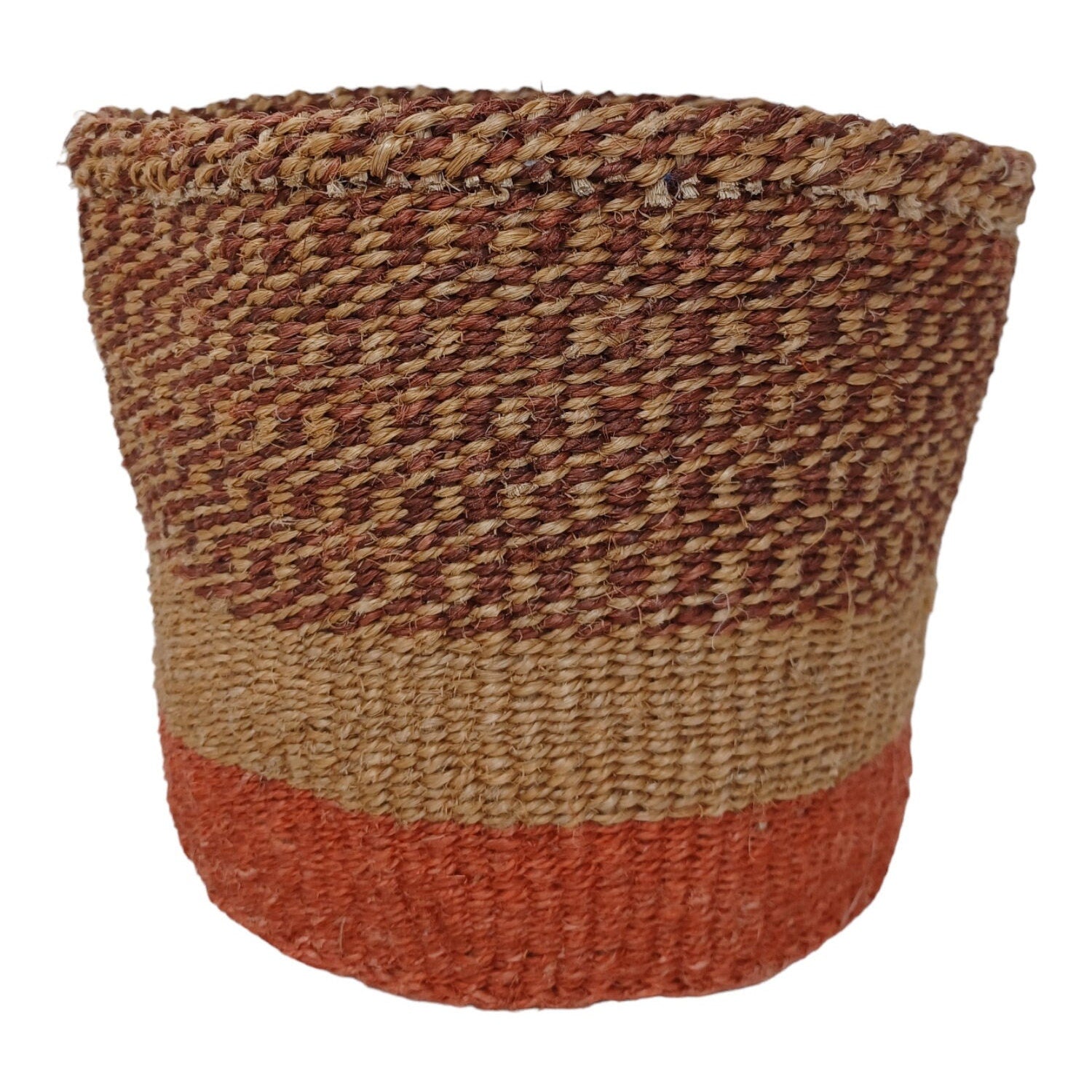 Handwoven Sisal Basket: 7" Boho Plant Pot Cover, Colorful Decor