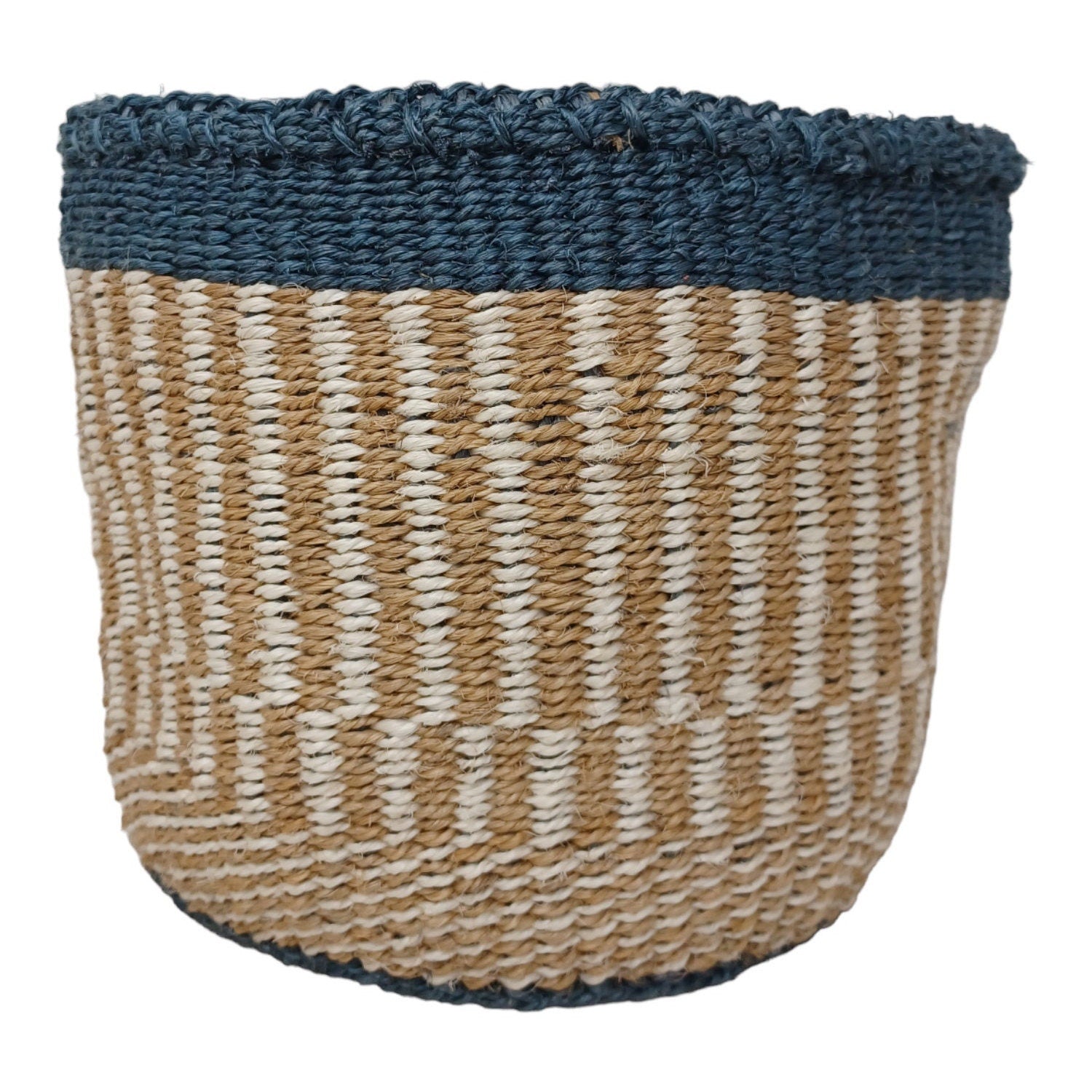 Handwoven Sisal Basket: 7" Boho Plant Pot Cover, Colorful Decor